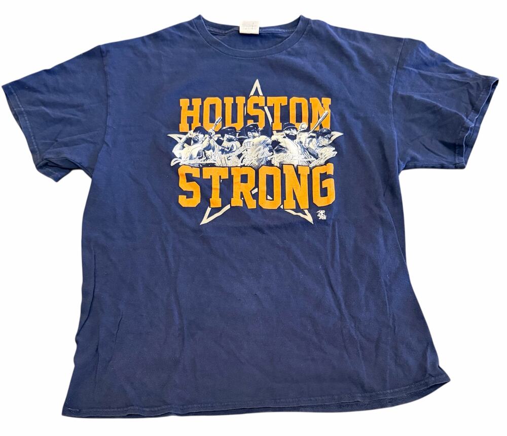 Houston Strong Baseball Graphic T-shirt Size Large Navy Blue